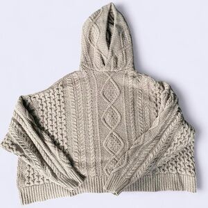 Essentials Cable-Knit Hooded Sweater — Cream